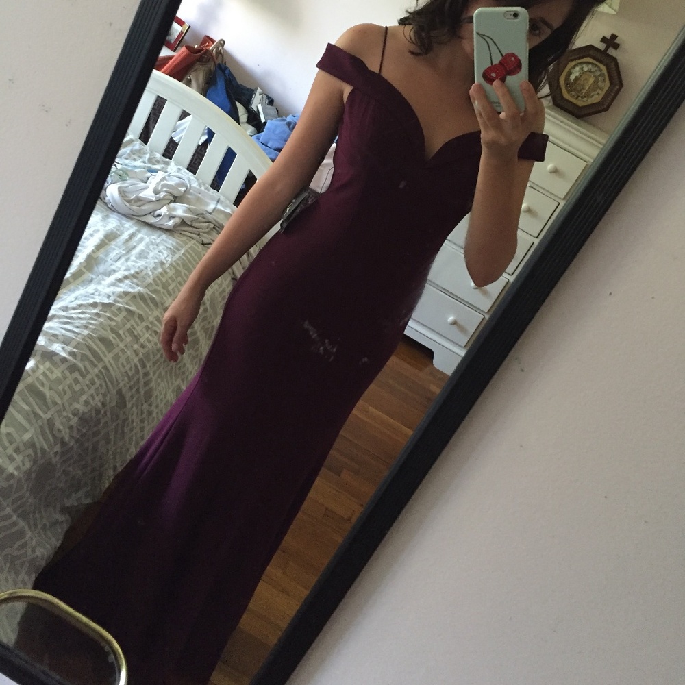 Adrianna Papell Maroon Off the Shoulder Dress - Size 2